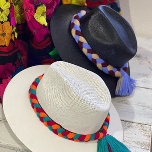 Mexican Hatbands - Braided Hatband - Hat Accessories - Pom Pom Band - Toquilla - Hat Band - Summer Hat - Vaquera - Western Hat - Tassel