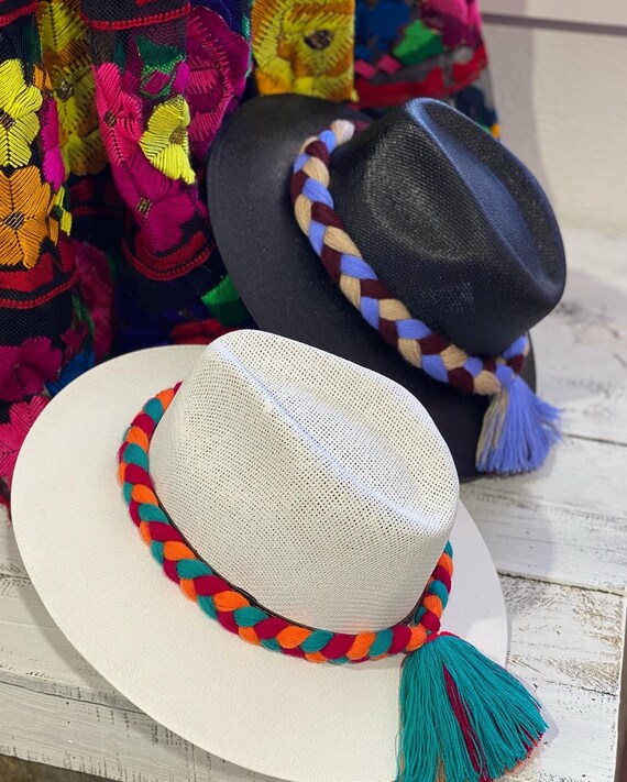 Mexican Fedora Hat with artisanal braided band Mexican Hat With Braided Band. Suede Hat With Artisanal Band  main image 3