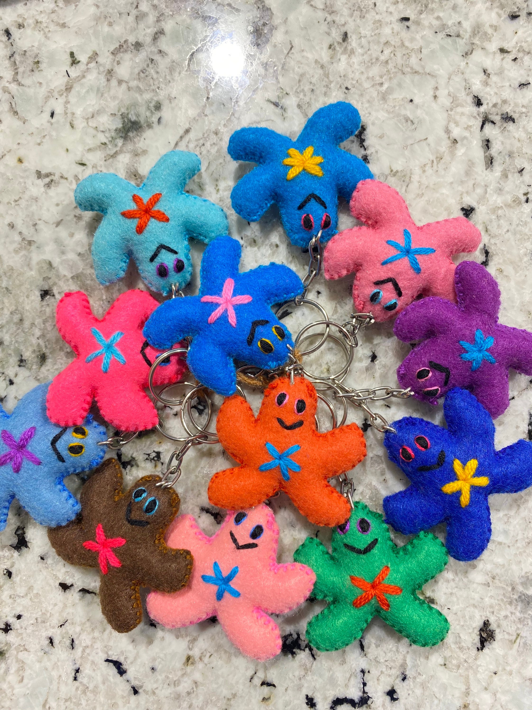Embroidered Starfish Keychain: Handmade Mexican Gift - Etsy
