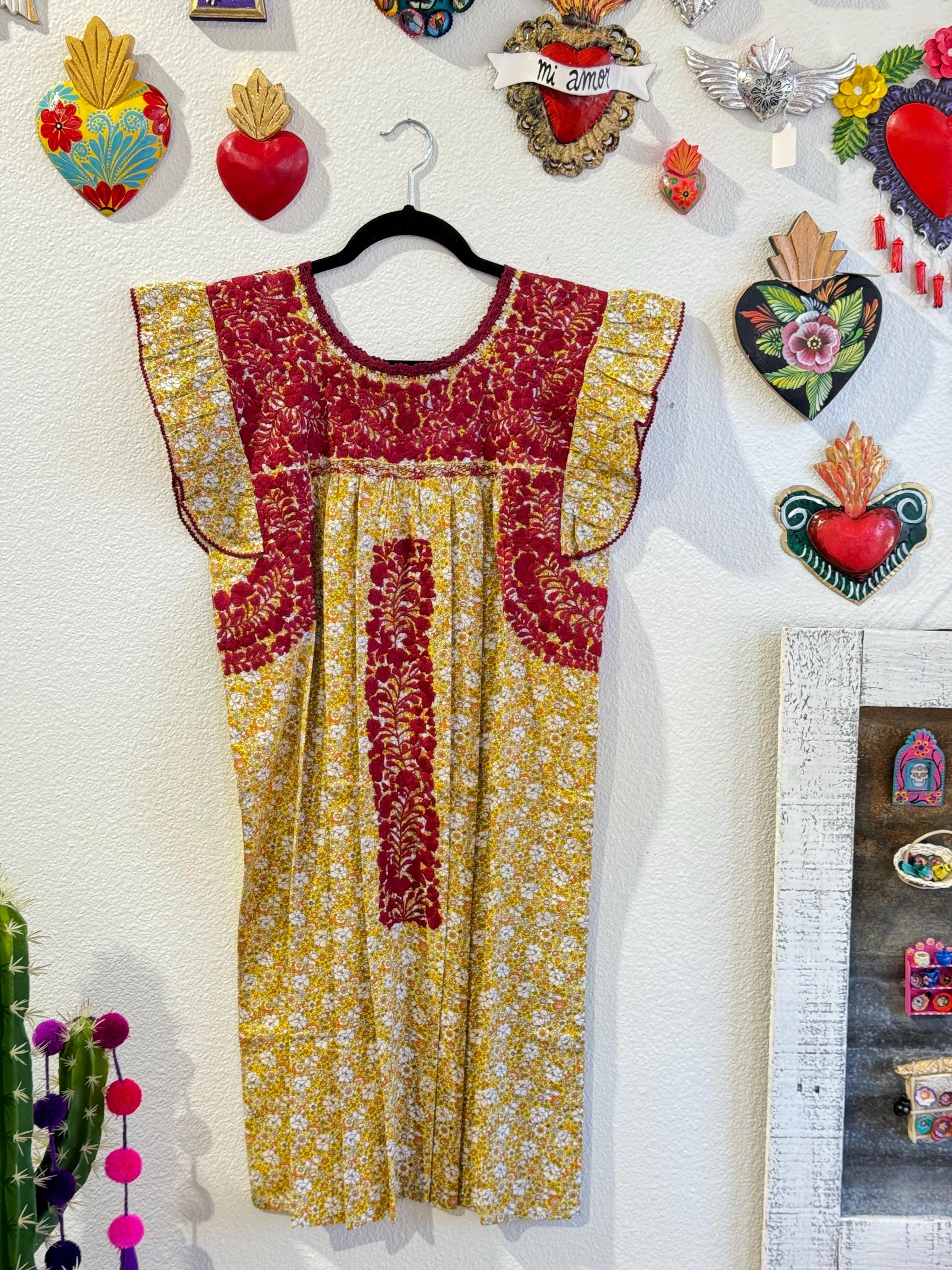 Oaxaca Dress - San Antonino Dress - Mexican Dress - Embroidered Dress - Fiesta Dress - Midi Dress - Flutter Sleeve - Fashion - Summer Dress