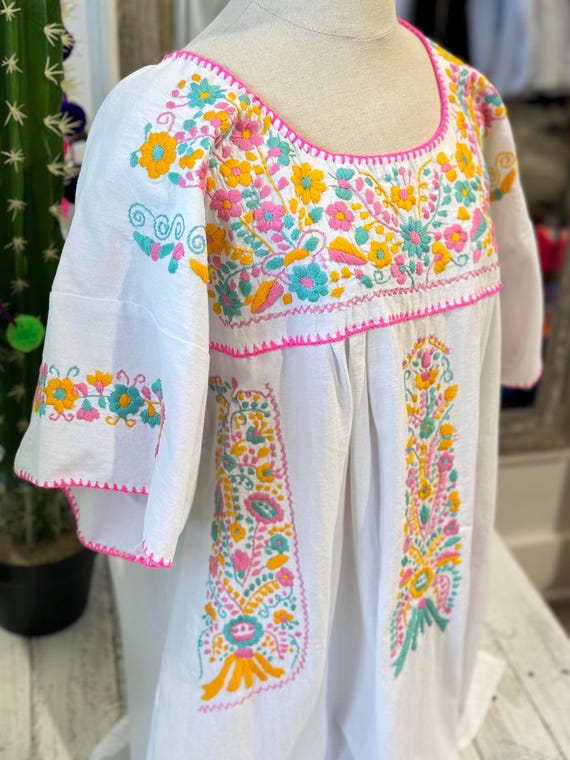 Mexican Embroidered Blouse - XL - White - Mexican Blouse