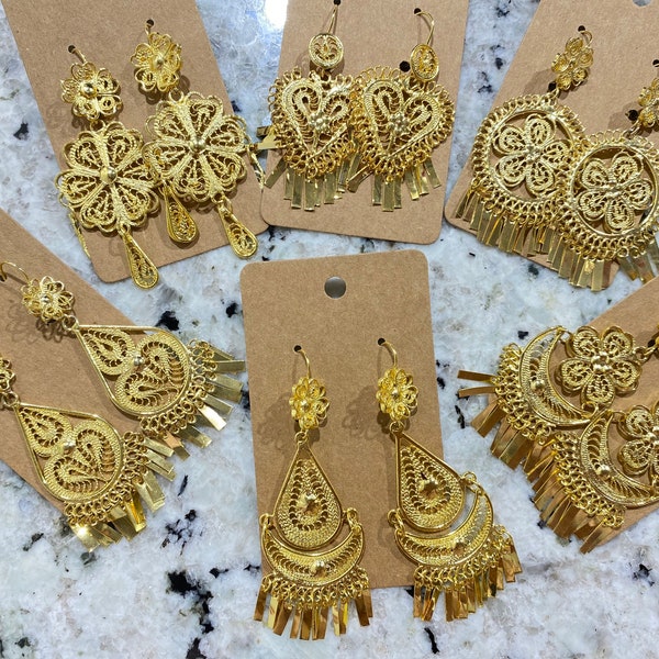 Mexican Earrings - Oaxacan Earrings - Traditional Earrings - Folklore Mexicano - Feligrina - Filigree - Artesanias - Boho Chic