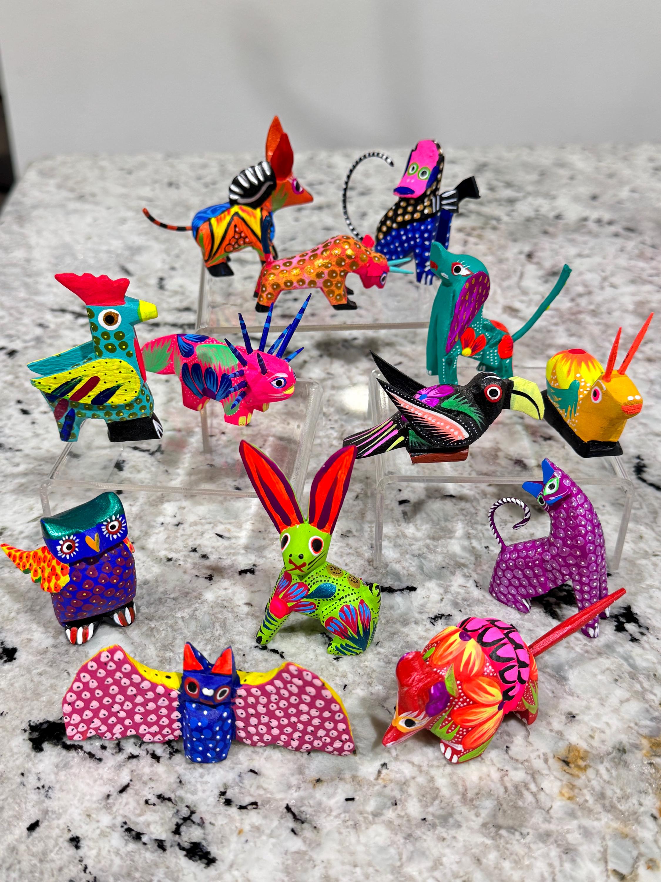 Hand-painted Copal Wood Alebrijes: Mexican Folk Art Spirit Animals