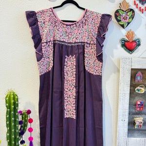 Oaxaca Dress - San Antonino Dress - Mexican Dress - Embroidered Dress - Fiesta Dress - Midi Dress - Flutter Sleeve - Fashion - Summer Dress