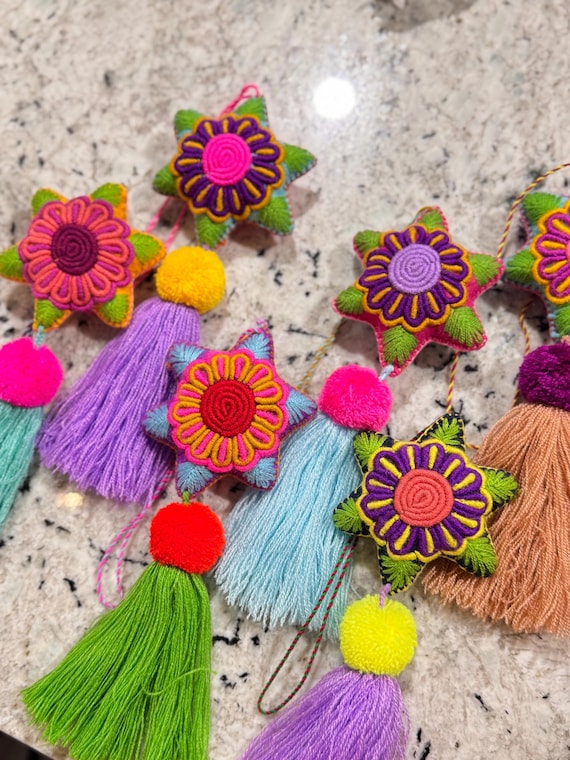 Handmade Mexican Star Tassel: Fiesta Ornament, Purse Charm - Etsy
