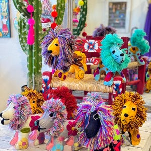 Lion - Stuffed Animals - Mexican Handmade Plushies - Decor - Cinco De Mayo - Day of The Dead - Handcrafted - Leon - Gifts - Safari