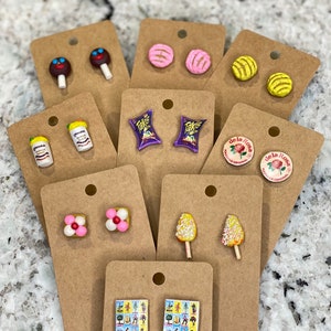 Handmade Mexican Stud Earrings: Elote, Concha, Loteria & More