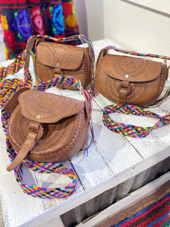 Elephant Genuine Tooled Leather Shoulder Bag Purse Handbag