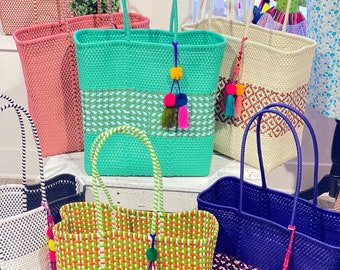 Plastic beach tote basket new arrivals