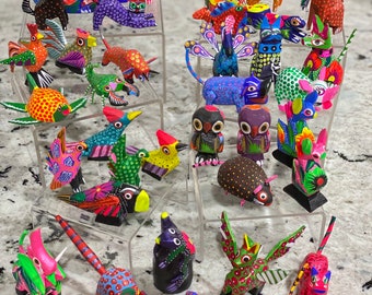 Hand Carved Copal Wood Alebrijes: Colorful Spirit Animal Decor