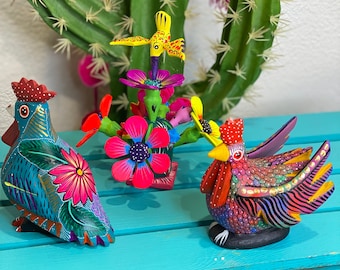 Cactus Alebrijes - Chicken - Hummingbird - Copal Alebrije - Handmade Wood Figure - Alebrijes - Oaxaca Alebrijes - Gifts - Mexican Alebrije