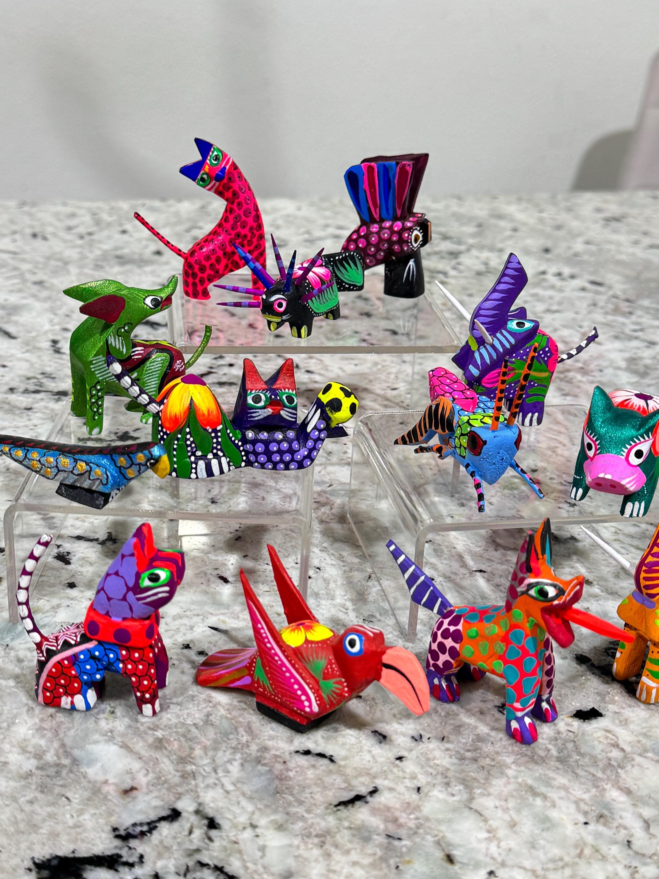 Hand-painted Copal Wood Alebrijes: Mexican Folk Art Spirit Animals