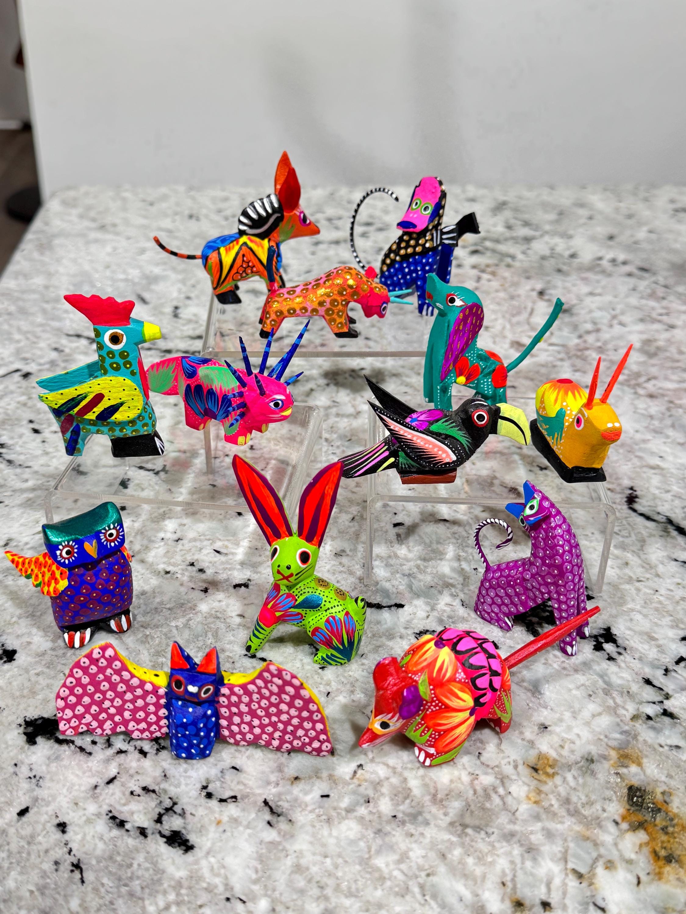 Hand-painted Copal Wood Alebrijes: Mexican Folk Art Spirit Animals