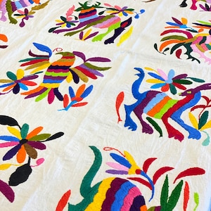 Otomi Tablecloth - Tenango - Home Decor - Table Runner - Day of The Dead Decor - Spring Decor - Easter - Macrame- Boho - Bed Runner - Gifts