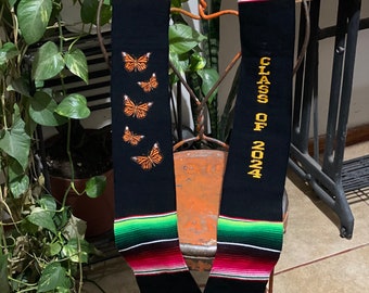 Orange Butterfly Graduation Stole - Class of 2024 - Estola - Stole - Graduate - Sarape Stole - Grad - Gift - Graduacion - Monarca - Sash