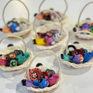 Mini Clay Dish Basket Magnet: Handmade Mexican Altar Decor