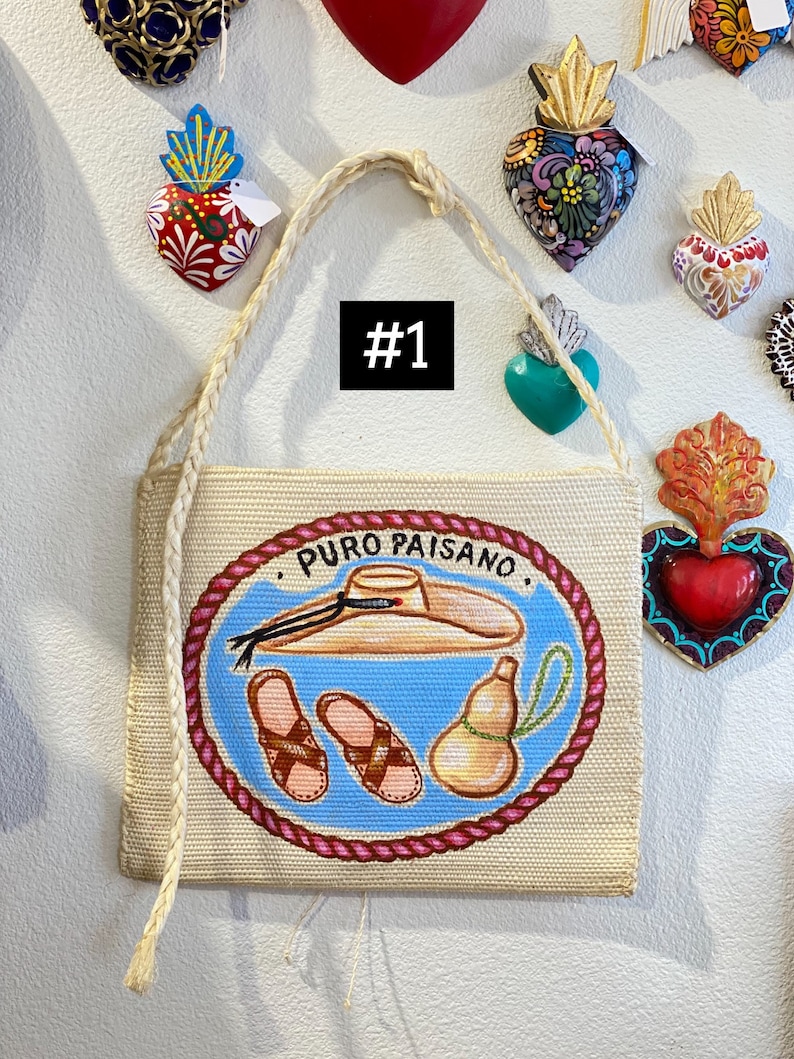 Morral Mexicano Mexican Morral Folklore Palm Purse Handwoven Purse Unisex Hand painted Crossbody Fiesta Decor Artesanal image 2