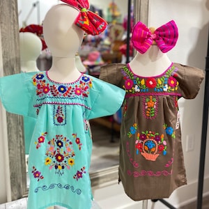 Handmade Mexican Embroidered Dress: Fiesta Party Girls Dress