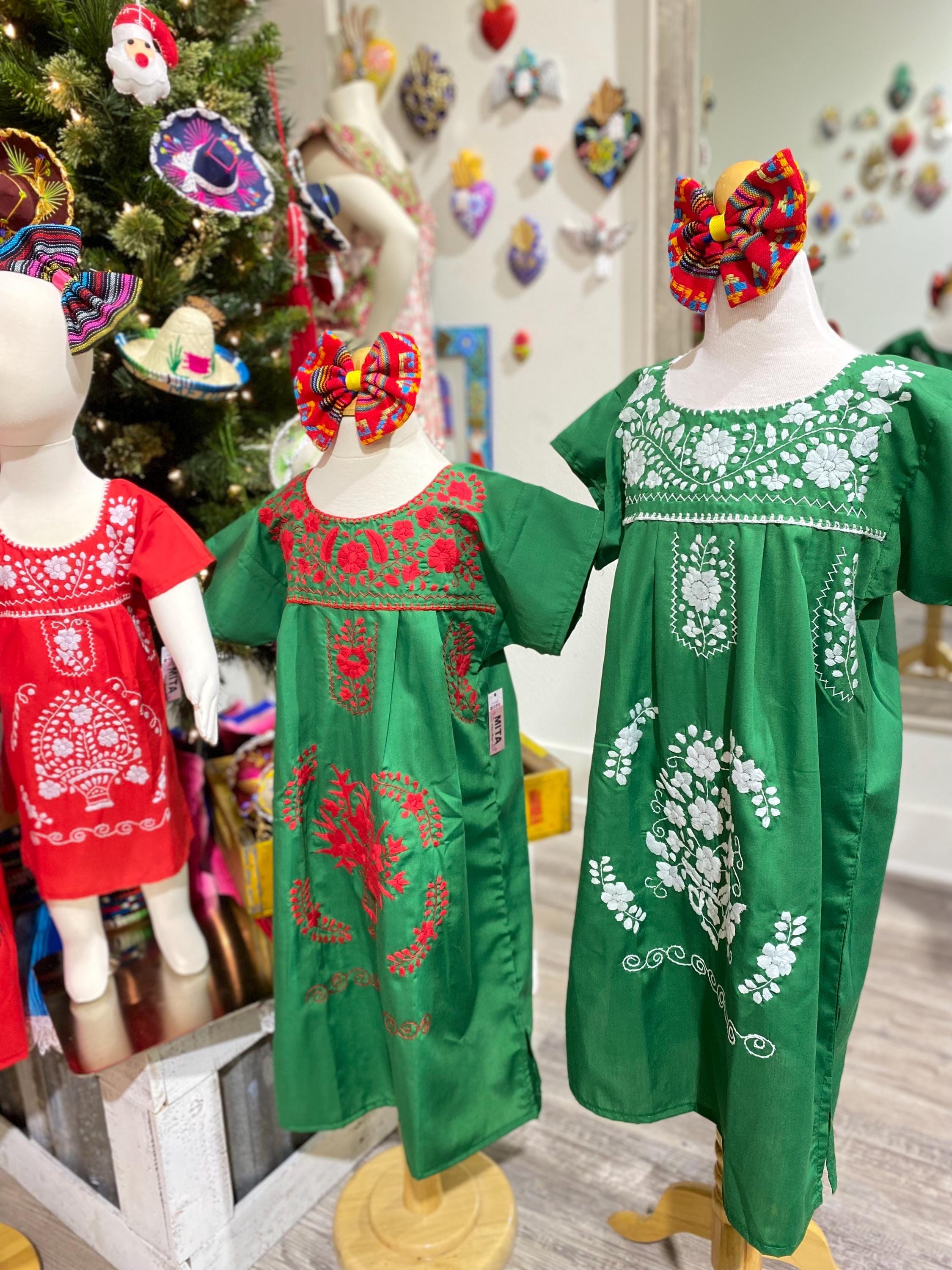 mexican christmas dress Handmade Embroidered Mexican Christmas Dress: Fiesta Holiday Girls Dress