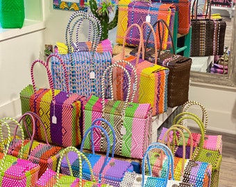 Large Basket Bag - Oaxaca Tote- Handbag - Market Bag - Lonchera - Lunchbox - Bag - Pompom - Tassel - Mexican Basket - Mexican Bag - Fiesta