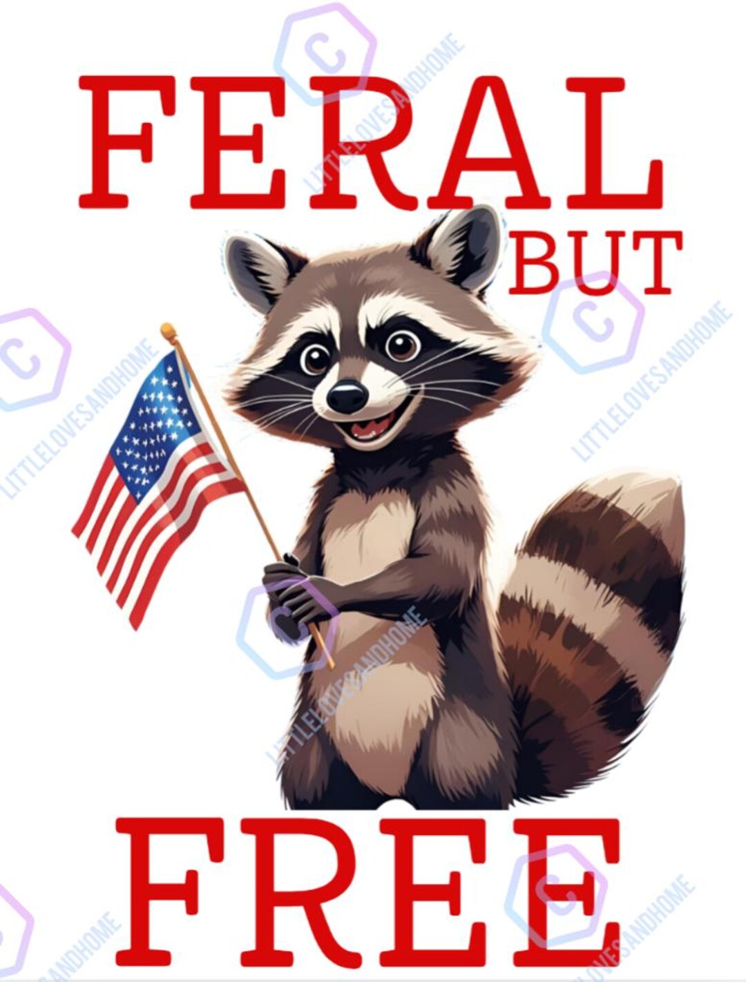 Patriotic Feral but Free Raccoon PNG Digital Design 4th of July - Etsy