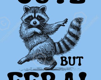 Cute But Feral Raccoon PNG Digital Design