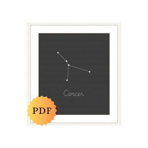 Cancer Counted Cross Stitch Pattern, Zodiac Cross Stitch, Cancer Constellation, Glow in the Dark Pattern, Cross Stitch Chart, PDF Download