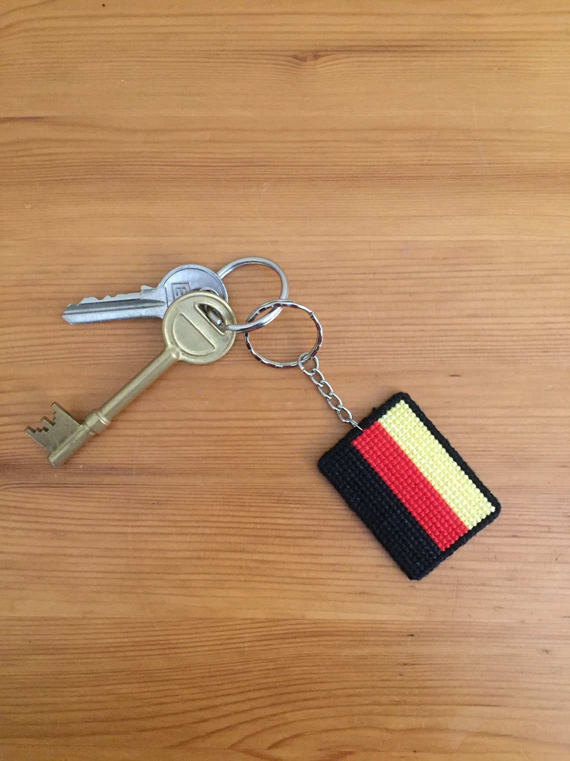 Handmade German Flag Cross Stitch Keychain Germany Keychain Etsy
