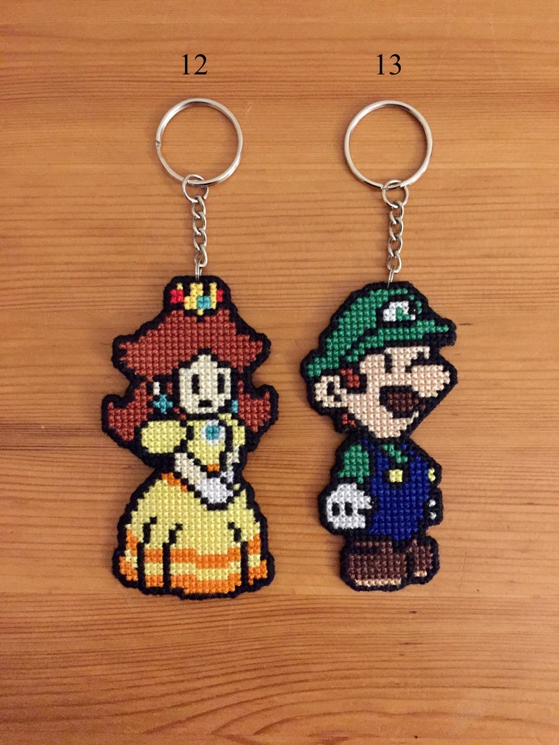 Mix and Match Super Mario Cross Stitch Keychain Set Nintendo Etsy