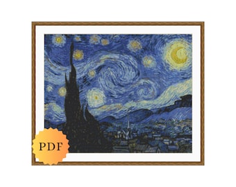 十字刺繍クロス刺繍星月夜額縁ゴッホ手作りアーティスト 十字刺繍クロス刺繍星月夜額縁ゴッホ手作りアーティスト