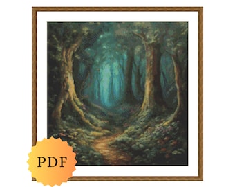 Counted Cross Stitch Pattern, Enchanted Forest, Digital Cross Stitch, Cross Stitch Chart, Pattern Chart, PDF Instant Download, Printable