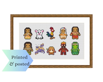 Printed Counted Cross Stitch Sampler, Mini Fairytale Character Collection, Cute Cross Stitch Pattern, Printed & Posted Pattern Chart