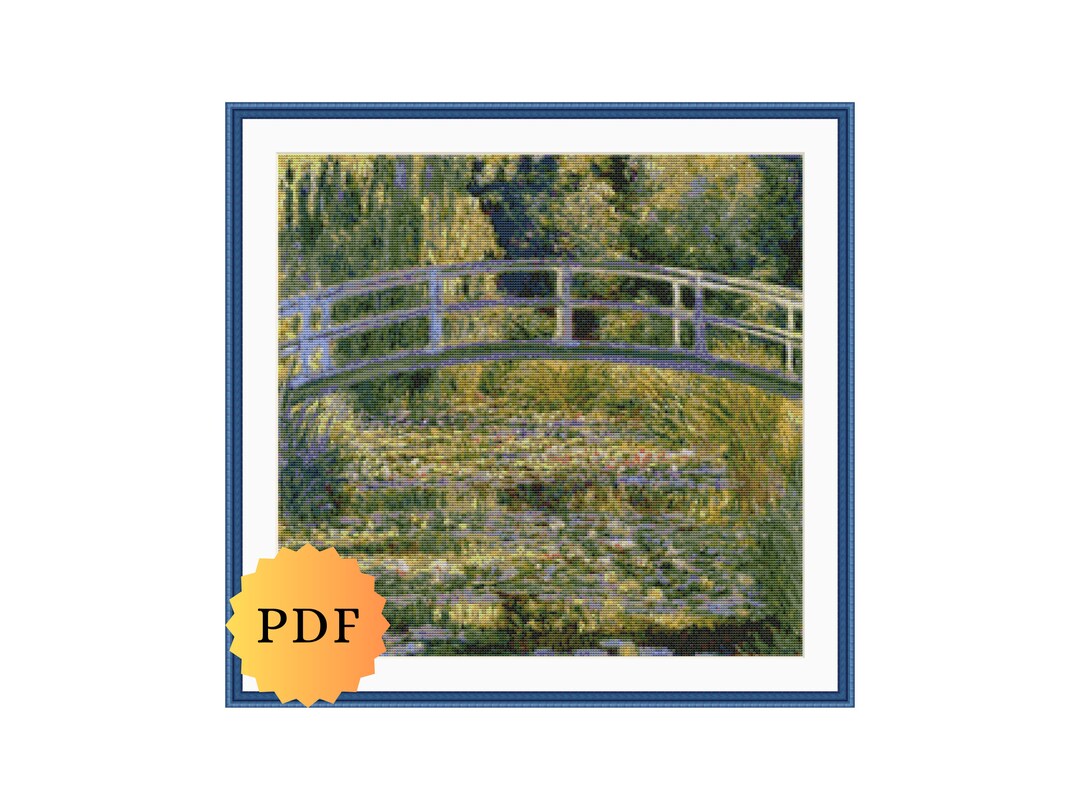 PDF モネの睡蓮の池のクロスステッチ図案、モネのクロスステッチ、睡蓮