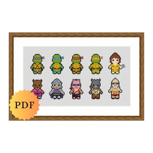 Counted Cross Stitch Sampler, Mini Nerdy Character Collection, Cross Stitch Pattern Chart, Cute Cross Stitch, PDF Download