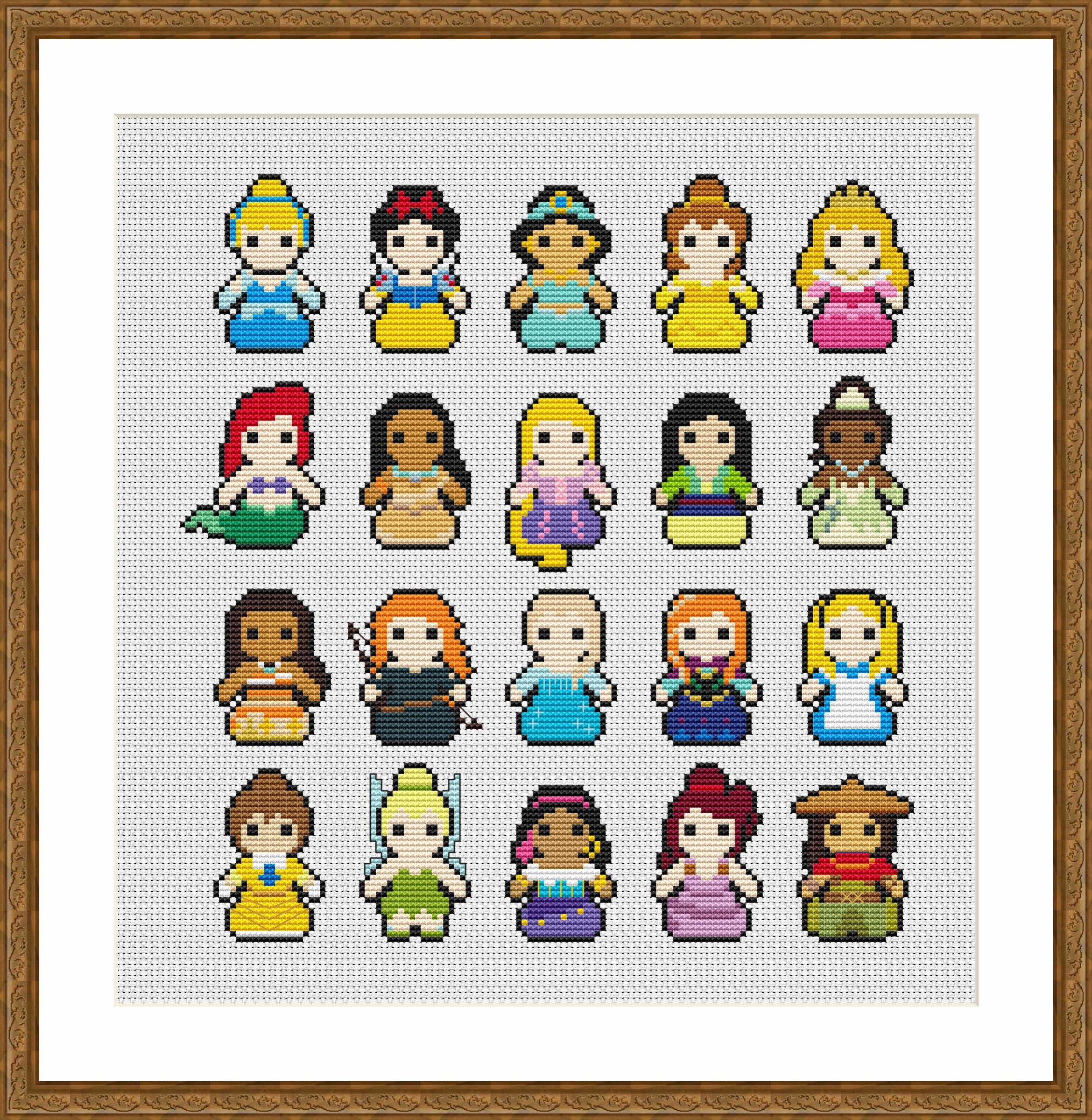 Counted Cross Stitch Sampler, Updated Mini Princesses Character
