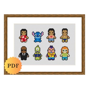 Counted Cross Stitch Sampler, Mini Character Collection, Cross Stitch Pattern Chart, Cute Cross Stitch, PDF Download