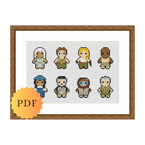 Counted Cross Stitch Sampler, Mini Princess/Fairytale Character Collection, Cross Stitch Pattern Chart, Cute Cross Stitch, PDF Download
