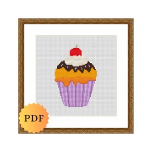 Counted Cross Stitch Pattern, Cupcake Cross Stitch, Cross Stitch Pattern Chart, PDF Instant Download, Digital Download