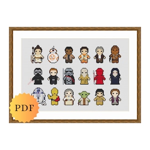 Counted Cross Stitch Sampler, Mini Galaxy Character Collection, Cross Stitch Pattern Chart, Cute Cross Stitch Pattern, PDF Download