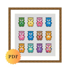 Counted Cross Stitch Sampler, Mini Character Collection, Cross Stitch Pattern Chart, Cute Cross Stitch, PDF Download