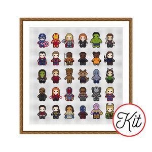 18 Count Cross Stitch Kit, Superheroes Character Collection, 14 or 18 Count Available Fabric, Thread, Needle and Pattern Chart Included image 1