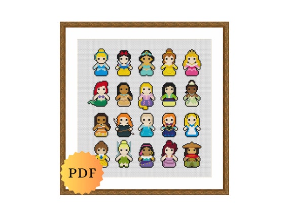 Counted Cross Stitch Sampler, Updated Mini Princesses Character