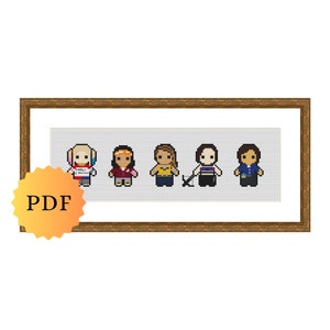 Counted Cross Stitch Sampler, Mini Character Collection, Cross Stitch Pattern Chart, Easy Cross Stitch, Cute Cross Stitch, PDF Download