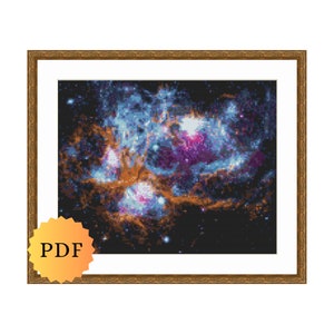 Counted Cross Stitch Pattern Nebula/Galaxy, Space Cross Stitch, Cross Stitch Pattern Chart, PDF Download