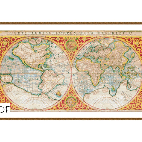 Cross Stitch World Map Etsy