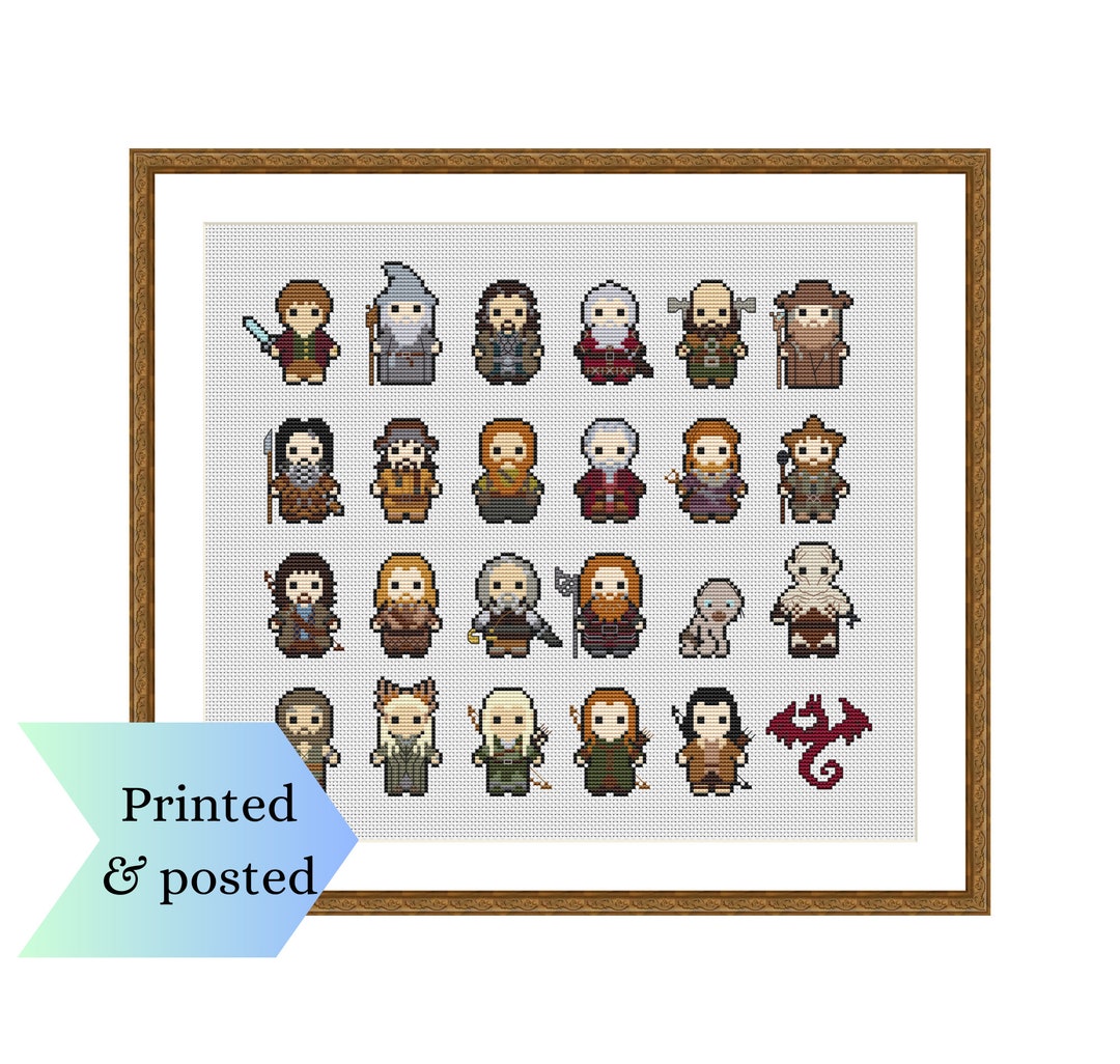 Printed Counted Cross Stitch Sampler, Mini Fantasy Character Collection ...