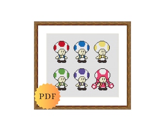 Counted Cross Stitch Sampler, Mini Character Collection, Video Game Characters, Cross Stitch Pattern Chart, Cute Cross Stitch, PDF Download