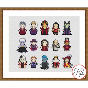 Counted Cross Stitch Kit, Villains Character Collection, 14 Count Cross Stitch Kit - Fabric, Thread, Needle and Pattern Chart Included, DIY