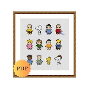 Counted Cross Stitch Sampler, Mini Character Collection, Cross Stitch Pattern Chart, Easy Cross Stitch, Cute Cross Stitch, PDF Download