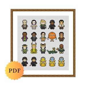 Counted Cross Stitch Sampler, Mini Superhero Character Collection, Cross Stitch Pattern Chart, Cute Cross Stitch, PDF Download, Printable